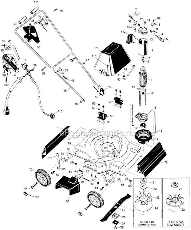 Page A Diagram and Parts List for LM1820 Type 1 Black and Decker Lawn Mower